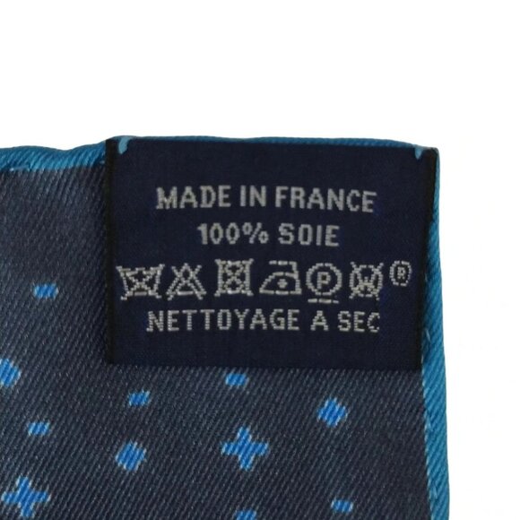 Auth HERMES Petit Carre - Dark Navy Light Blue Multi Scarf - Picture 4 of 7